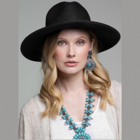 Boho Chic Wide Brim Panama Hat With Double Trim - Picture 3 of 9